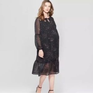 Isabel Maternity Star Woven Flounce Dress